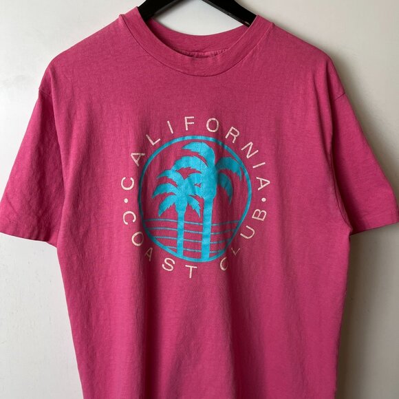 California Coast Club T Shirt Vintage 80s 90s Large L Pink Graphic Tee - Picture 11 of 16